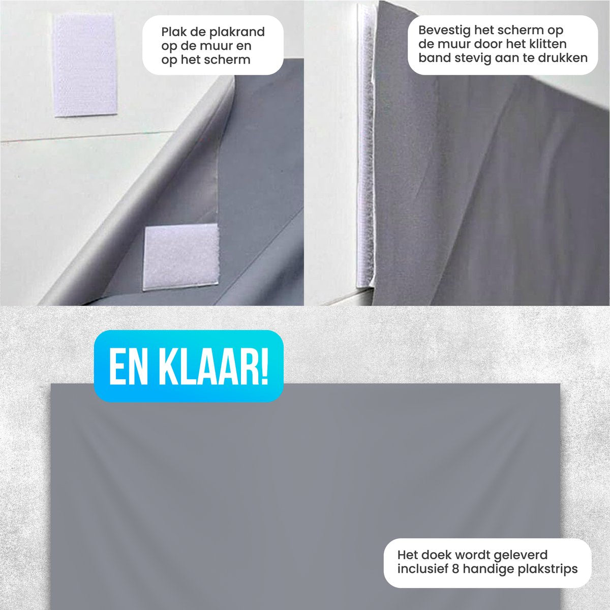 Strex - Beamerscherm - 100 Inch  -160° Kijkhoek - Incl. Bevestigingsmateriaal - 220x120 CM - Grijs