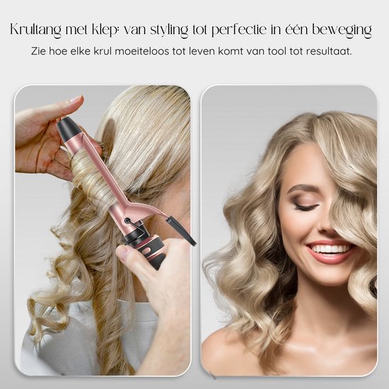 Sansbeauté® 6 in 1 Krultang met Klem - Keramische Haarkruller - 13mm tot 38mm - Föhnborstel Kort Haar - Warmteborstel - Krultangen - Thermal Brush - Haarstyler - Krulborstel 5 in 1