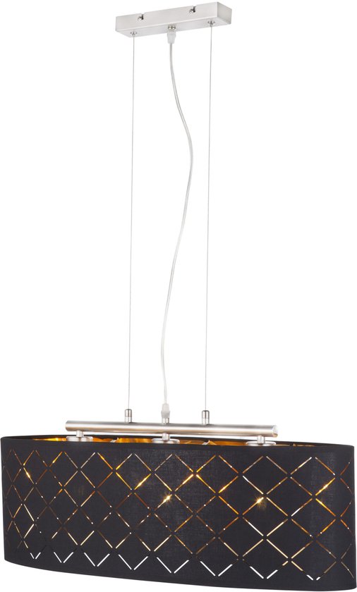 Globo - hanglamp - Gunther - zwart - metaal - grote eettafellamp - LED_E27 - 15229H2LMDS