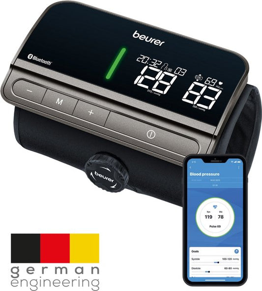 Beurer BM 81 Smart Bloeddrukmeter bovenarm - Geïntegreerde EasyLock manchet 24-40 cm - Bluetooth® - Risico-indicator - Inflation Technology - 2 Gebruikersgeheugen - Onregelmatige hartslag - Gratis app: Health Manager pro - 5 Jaar garantie