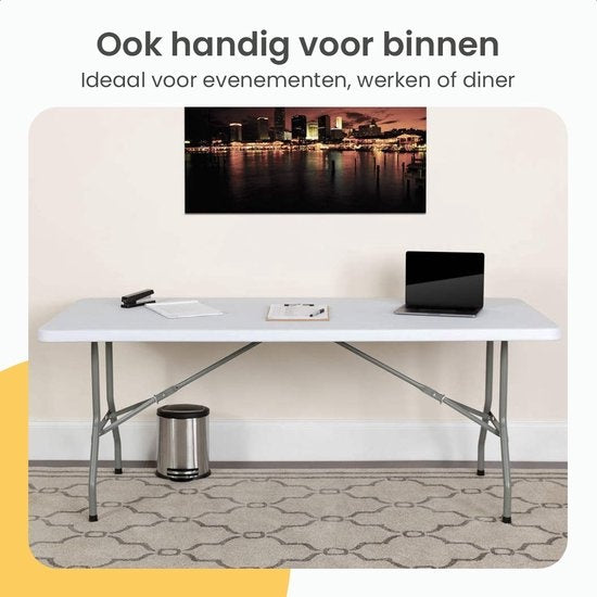 Goliving Klaptafel – Inklapbaar & Weerbestendig – max. 100 kg – 122 x 60 x 74 cm – Wit