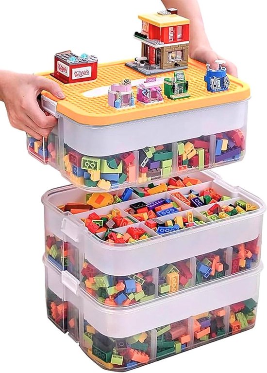 Ceruzo Speelgoed Opbergbox – 3 lagen – Transparant – Stapelbaar – Organizer- Inzetbakken