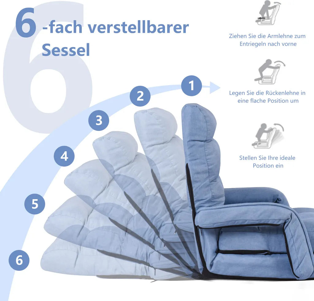 Coast Sofa Bed Lazy Folding Sofa Sleeping fauteuil voor thuis en kantoorblauw