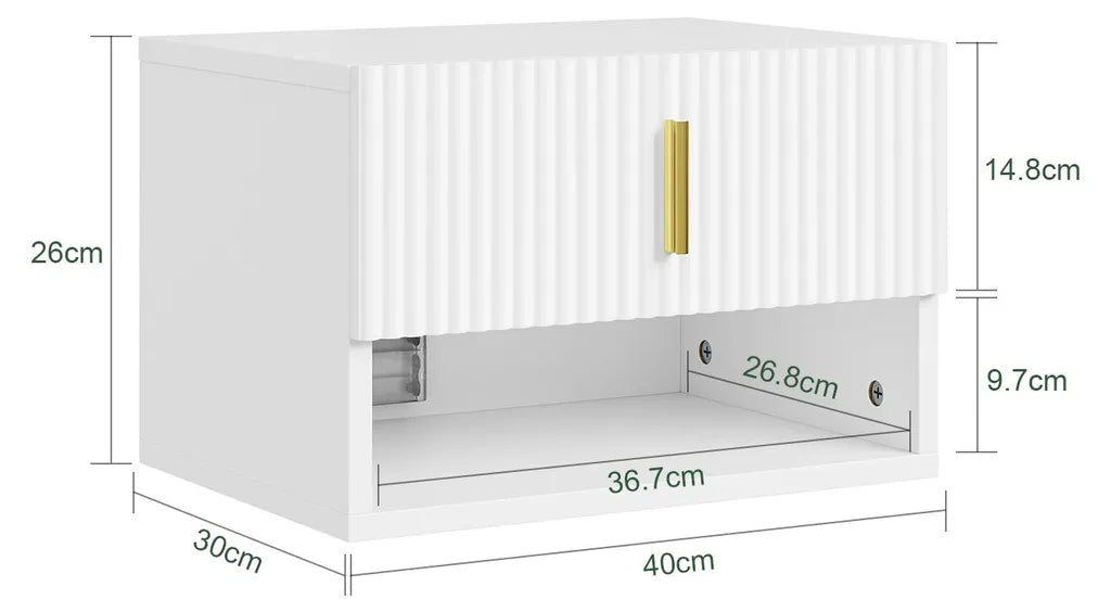 SoBuy Nachtkastje FBT176-E-W - Wit - 40 x 30 x 26 cm - Met Lade en Open Plank