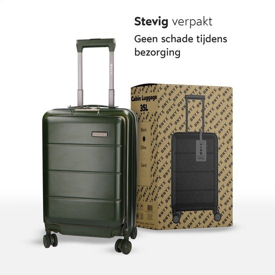 ONYX® Handbagage Koffer 35 L - Spinner wielen - Lichtgewicht Trolley - Dubbel TSA Slot - Handig voorvak - 55 cm - Olive