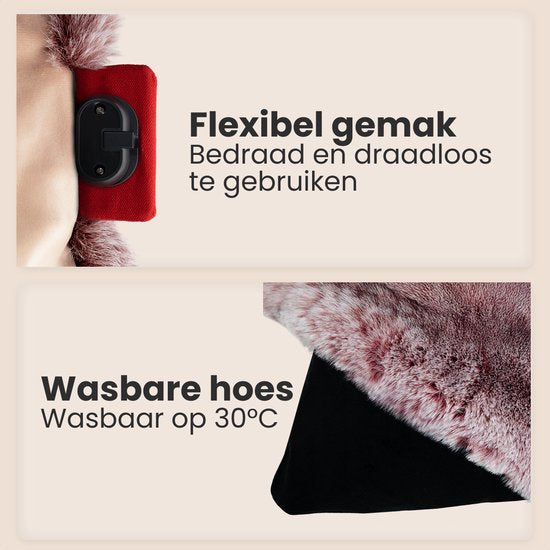 Auronic Warmtekussen - Teddy - 45x60 - Draadloos - Oplaadbaar - Elektrisch kussen - Infrarood - Roze