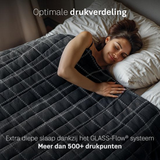 CozySense® Verzwaringsdeken 7 kg - Weighted Blanket - Zwaartedeken - GLASS-Flow® Drukverdeling - 135x200 - Flanelfluweel & Sherpa - Hypoallergeen - Zwart
