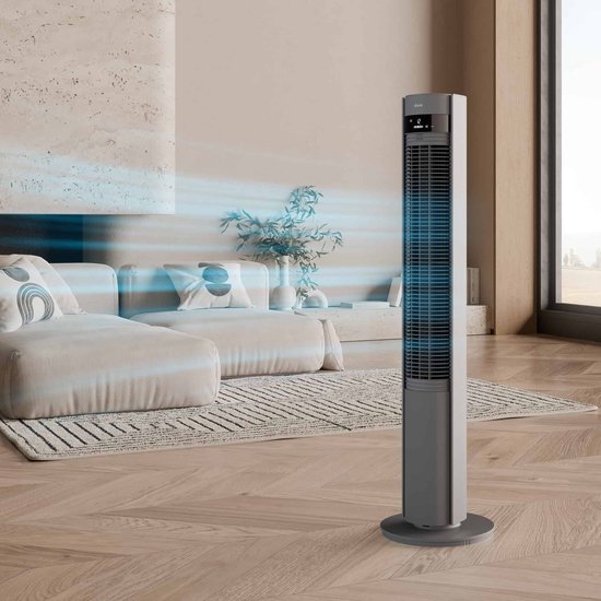 Duux Elevate – Stille Torenventilator met Ionisator – 26 Snelheden & Slaapmodus - Grijs