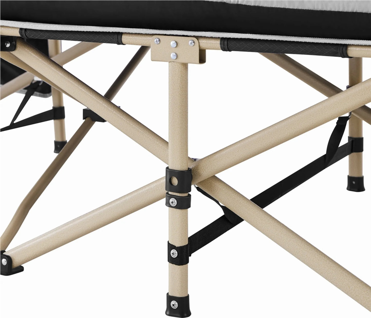 Yaheetech Campingbed Opvouwbaar – Voorzien Van Comfortabel Matras En Handige Draagtas En Zijvakken – Voor Kamperen En Logeerkamer – Zwart Metaal En 600D Oxford-Stof – 191 x 67 x 56 cm