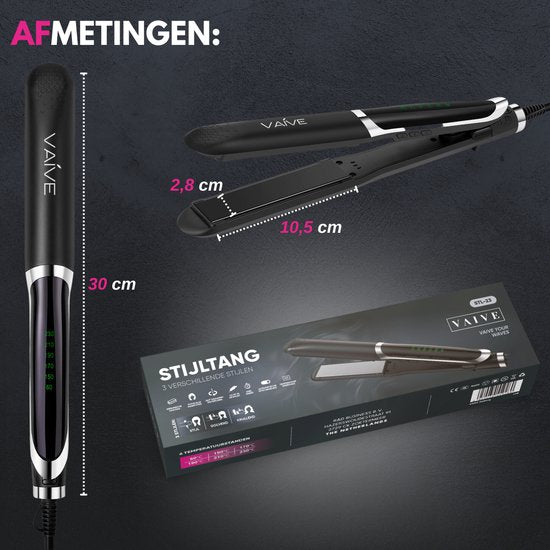 VAIVE Stijltang - 2 in 1 - Stijlen en Krullen - Keramisch - 60ºC - 230ºC - Krultang