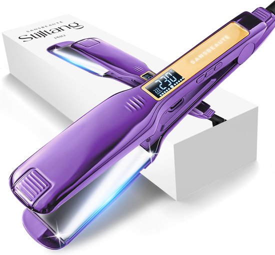 Sansbeauté® Professionele Stijltang - 2 in 1 - Krultang - Stijltangen - Hair Straightener - Snel Opgewarmd - 80℃ t/m 230℃ - Steilen & Krullen - ION technologie - Classic Purple