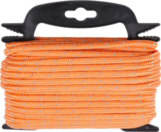 BLACK+DECKER Spanband 15 Meter - Incl. Spanband Oproller - Sjorband - Transport Touw - Elastisch Koord - met Reflecterende Delen - Transportbeheer - Nylon/ Kunststof - Oranje/Zwart