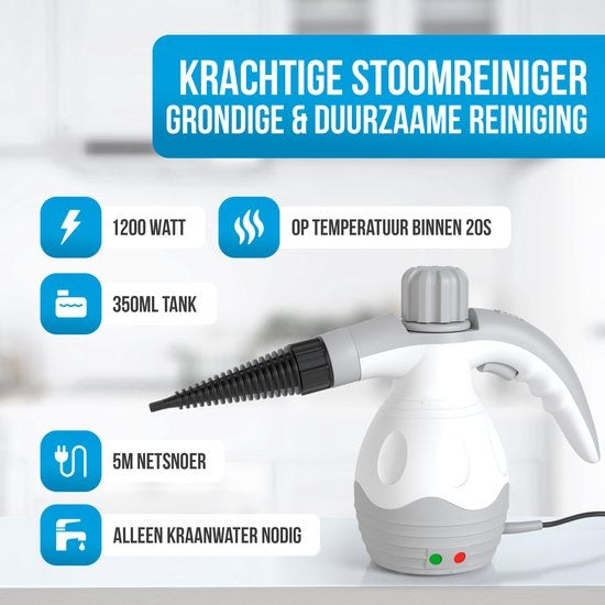 Strex Stoomreiniger Extra Krachtig - 1200W 4bar - Alles-in-één Multifunctionele Handstomer