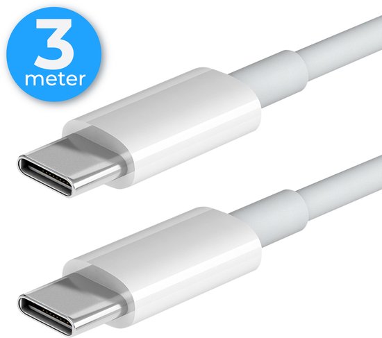 Nuvance Usb C Kabel - 100W - Usb C naar Usb C - 3 Meter - Usb-C Kabels - Snellader - 480Mb/ps Data - Usb C Oplader - Wit