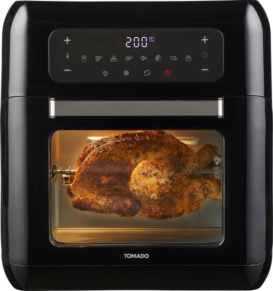 Tomado TAF1201B - Airfryer oven - Hetelucht friteuse - 12 liter - 8 programma's - PFAS vrij - 1500 watt - Zwart