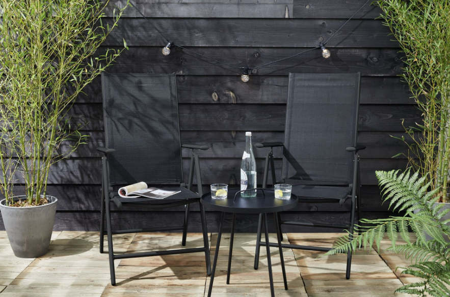 Lifa Garden Set van 2 Aluminium Tuinstoelen – Verstelbaar – max. 120 kg – 69 x 56 x 106 cm – Zwart