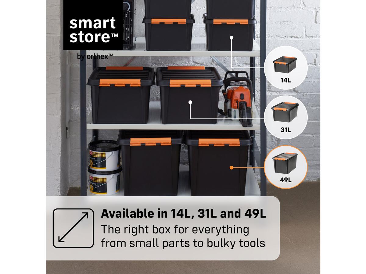 Orthex SmartStore Pro 15 Opbergbox - Stapelbaar - 14 Liter - Zwart