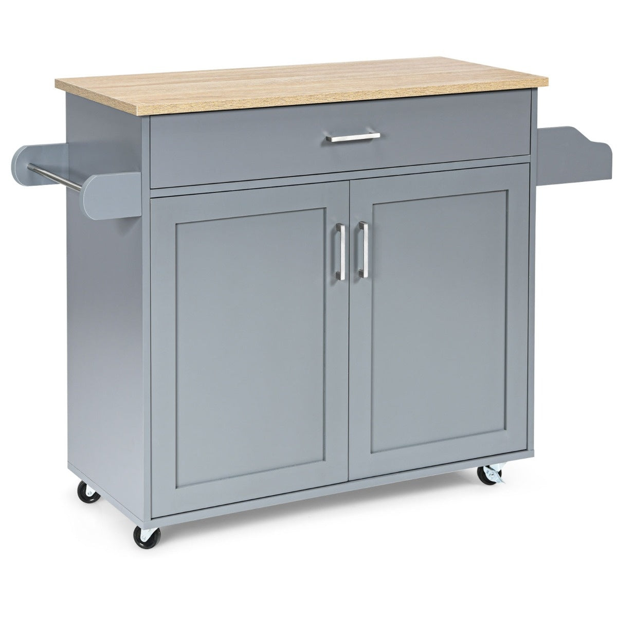 Coast keuken eiland auto rollende opbergwagen grote kast 116 x 40 x 85 cm grijs + natuur