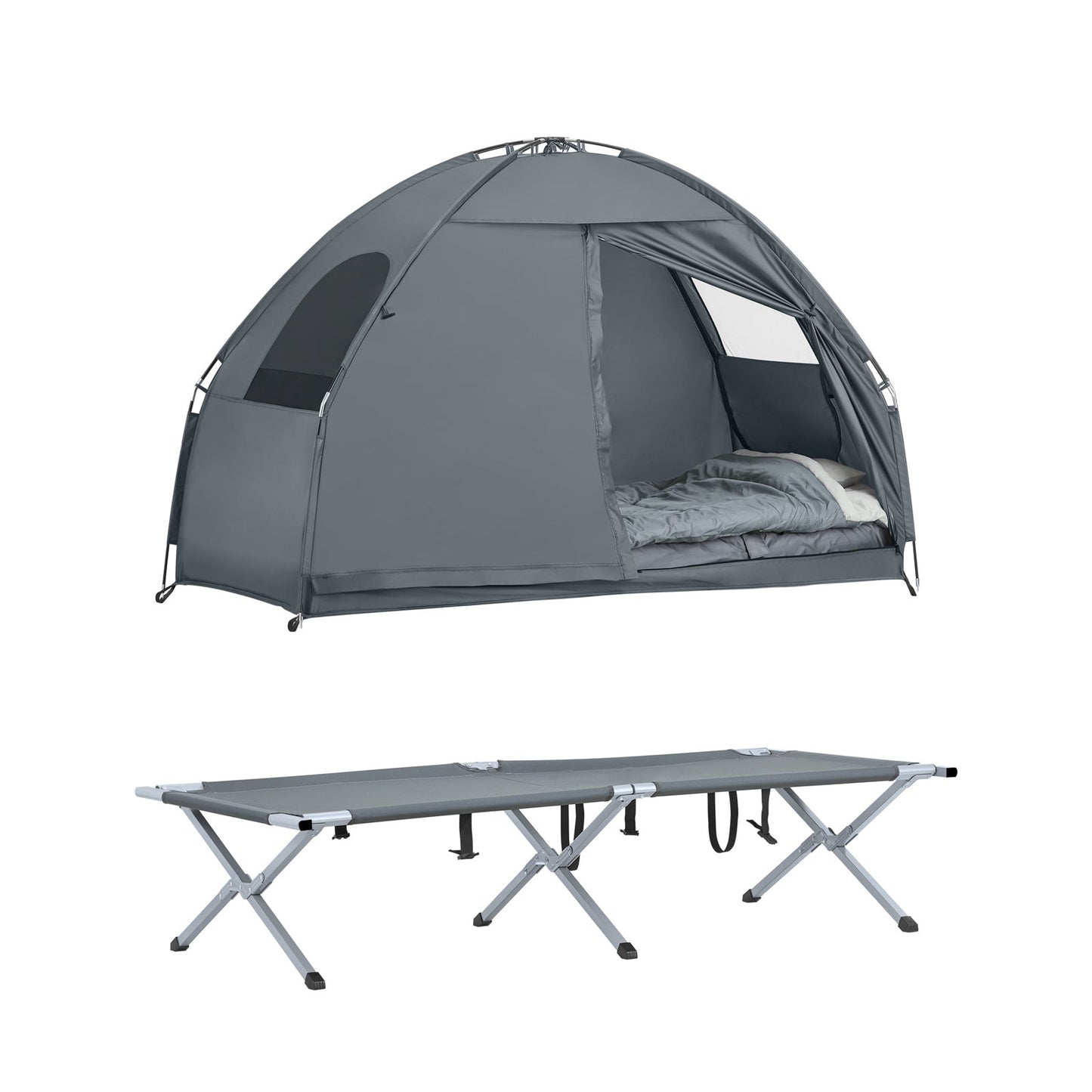 SoBuy OGS32-HG 4-In-1 Tent - Grijs - 1 Persoons - 193x160x86cm