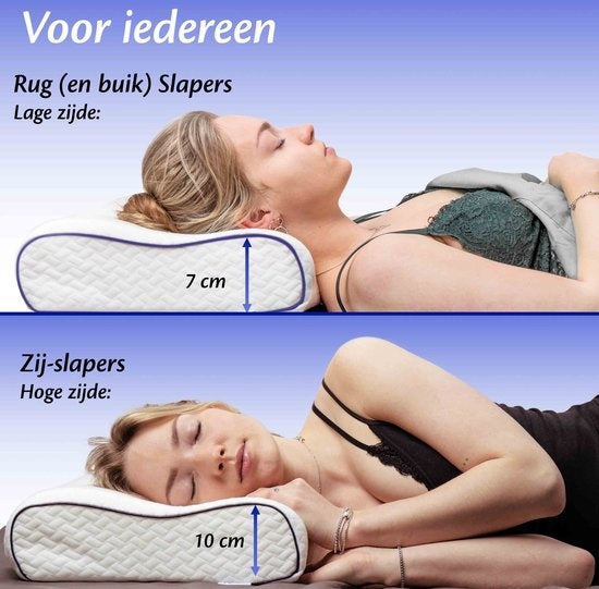 EL-Life Orthopedisch Hoofdkussen tegen Nekklachten - Ergonomisch Hoofdkussen van Traagschuim - 40x60cm