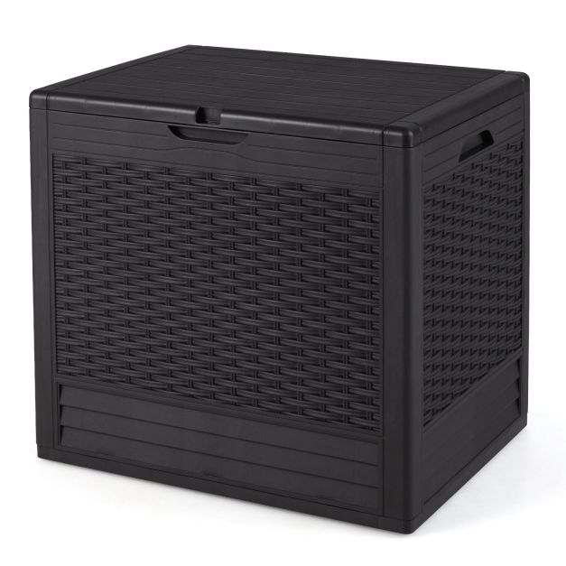 Coast - 96 L Opbergdoos Outdoor Kussenbox - PP-materiaal - 96L capaciteit - Weerbestendig - Rattanpatroon - Afsluitbaar deksel - Multifunctioneel (bijzettafel/zitplaats) - Bruin