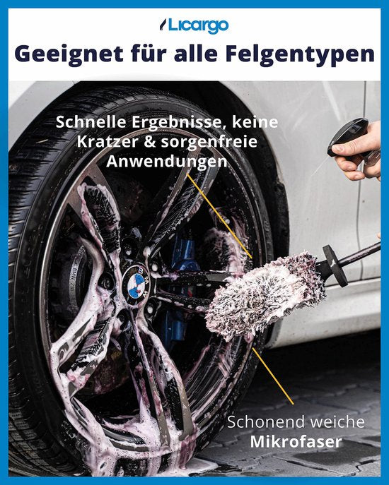 LICARGO® Microvezelborstelhoes - Vervangbare hoes voor de Microvezel Velgenborstel Professional - Machinewasbaar op 40°C - Eenvoudig te verwisselen - Ideaal voor hoogwaardige velgen