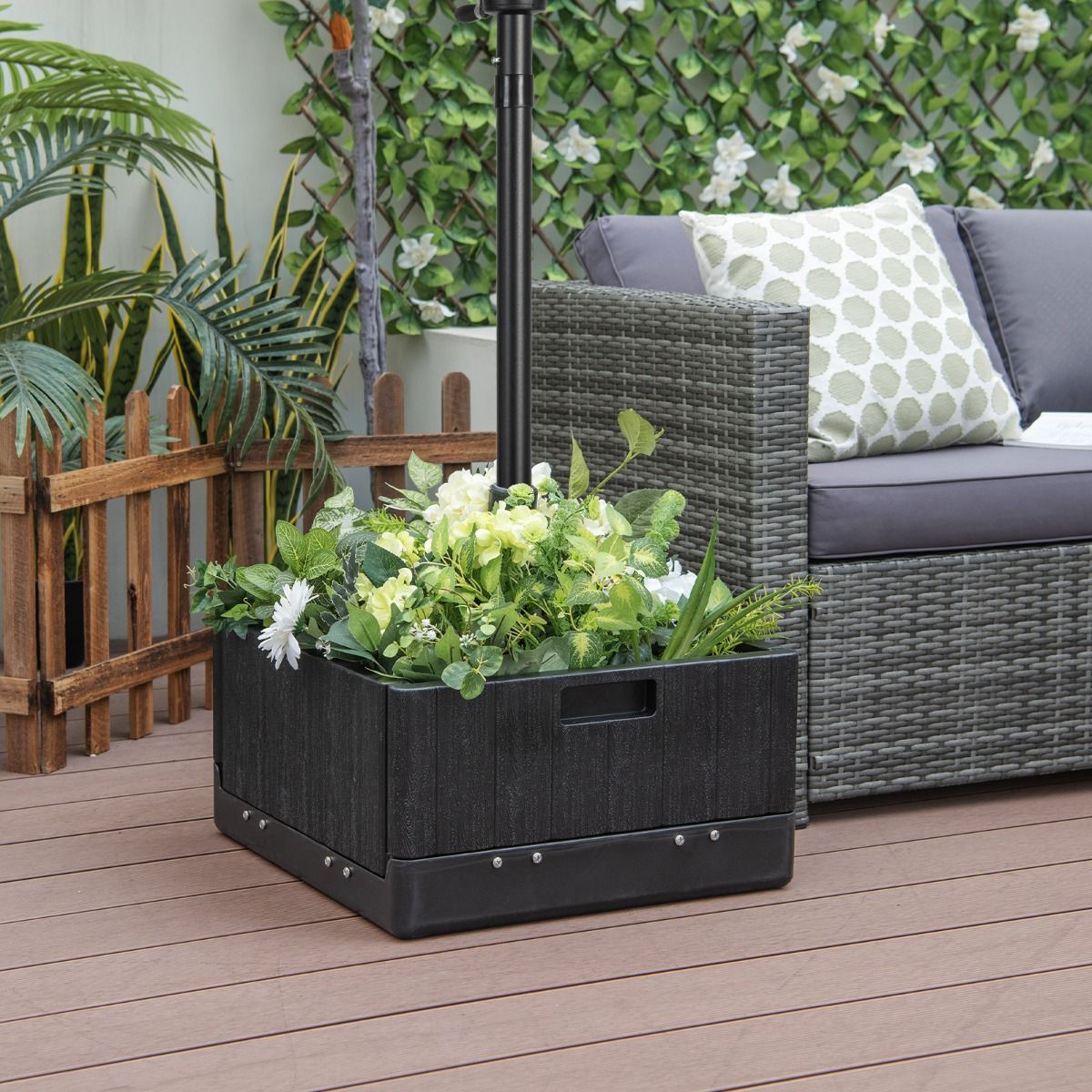 Coast 80 kg Vulbare Parasolvoet met Tafelblad en Wielen 53x53x45 cm Zwart