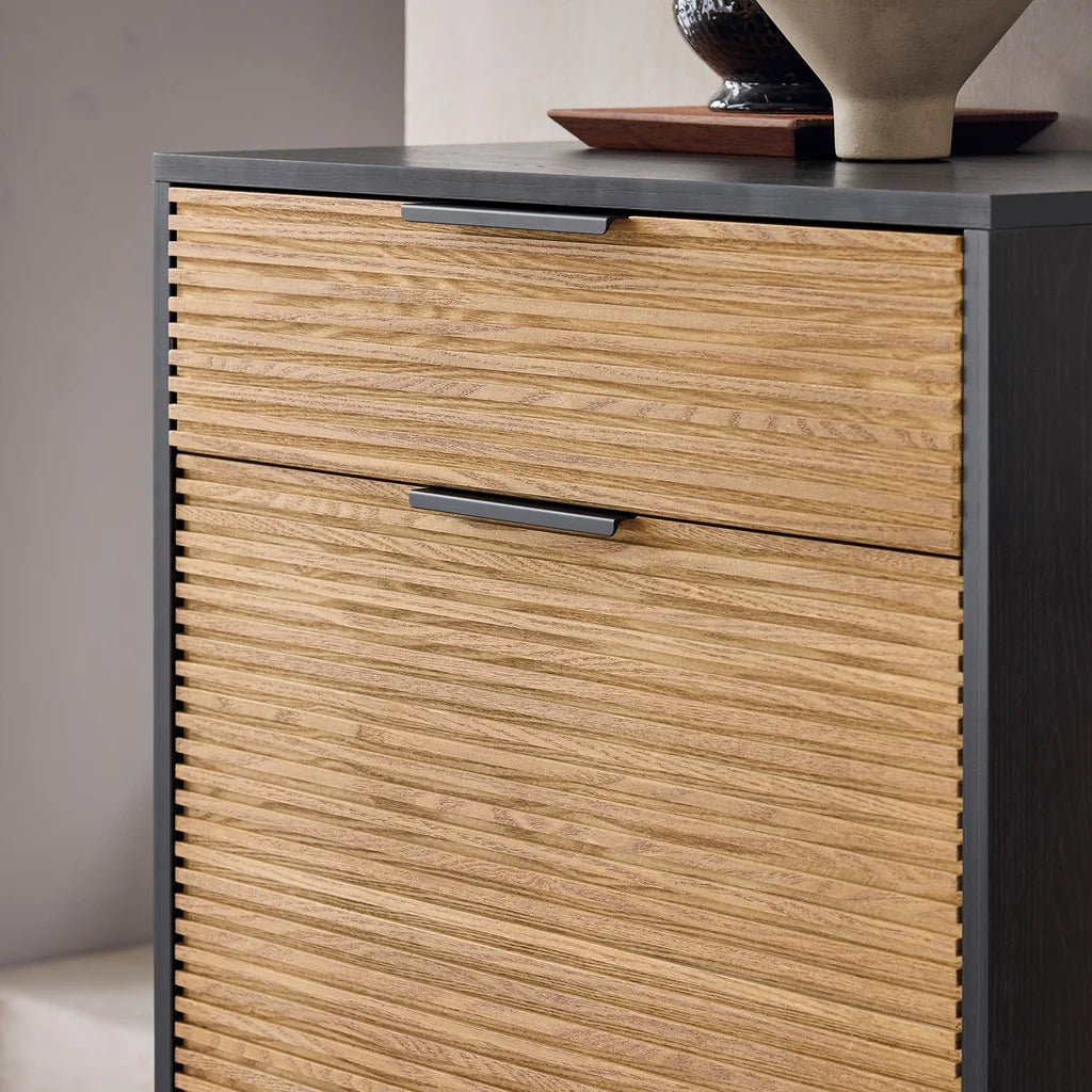 SoBuy HFSR03-SCH Schoenenkast Halmeubel met 1 Lade en 2 Kleppen voor Entree en Hal