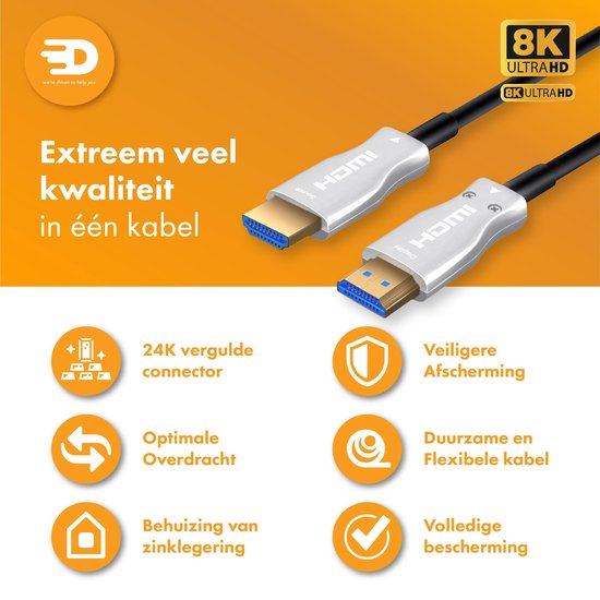 Drivv. Premium HDMI Kabel 2.1 - AOC - HDMI Kabel 10 meter - Ultra HD High Speed 8K - Geschikt voor Xbox Series X & PS5 - HDMI 2.1