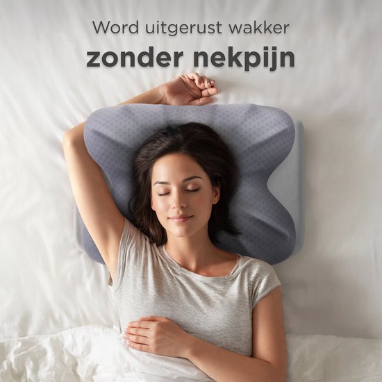 CozySense® Hoofdkussen Traagschuim - Ergonomisch Memory Foam Kussen - Vlinderkussen - Pillow - Afneembare en Wasbare Hoes - Zijslaper, Rug-, & Buikslaper
