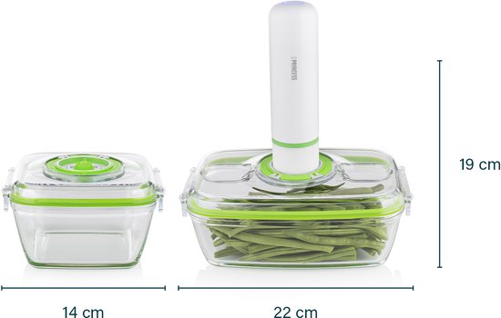 Princess 492985 Vershoudbakjes - Vacuüm Sealer Set – 2 glazen oven- en vershoudschalen met twee kunststof deksels - Elektrische vacuümpomp