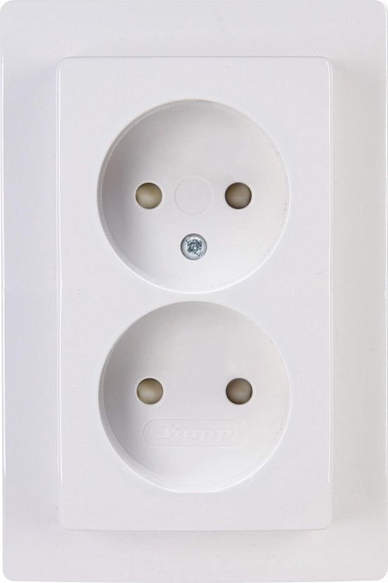 Kopp Paris Zonder Randaarde Wandcontactdoos - WCD - 2 Voudig - 230 Volt - Arctic Wit