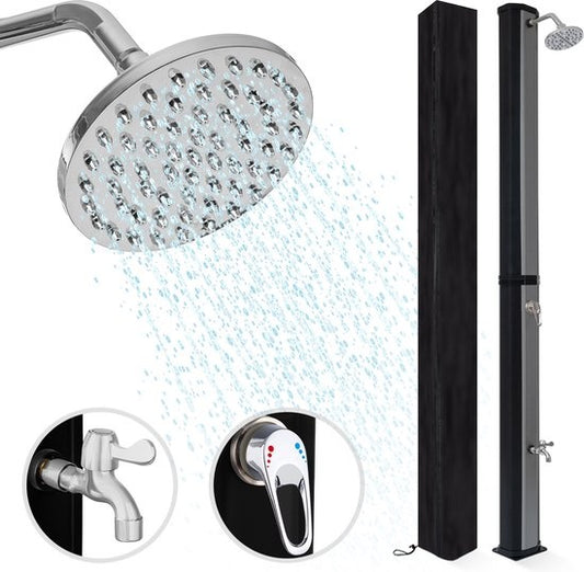LifeGoods Buitendouche - Solar - 360° Draaibare Douchekop - 35L - Zwart/Zilver