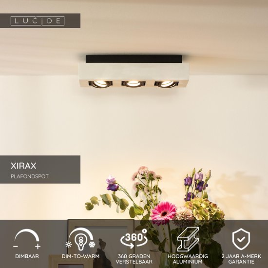 Lucide XIRAX - Plafondspot (Plafondlamp) - LED Dim to warm - GU10 - 3x5W 2200K/3000K - Wit