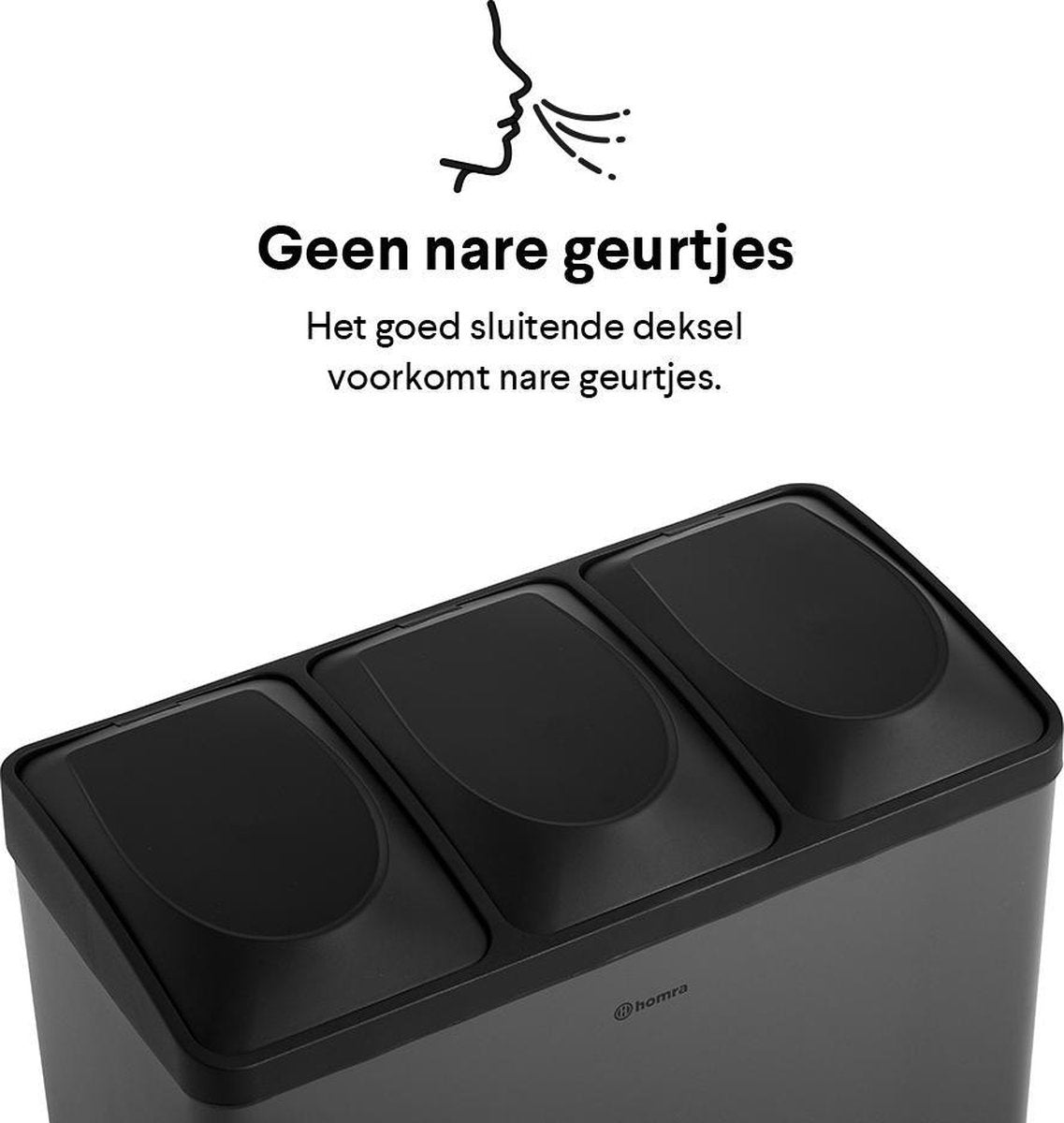 Homra Maxer Pedaalemmer 60 Liter - Grijze Prullenbak 3 vakken - Trio Prullenbak 3 X 20 Liter - Prullenbak Afvalscheiding - Vuilnisbak voor Huishouden en Kantoor - Recycle Vuilbak keuken Afvalemmer - Afvalscheidingsprullenbakken