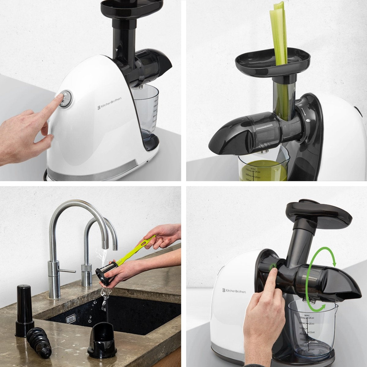 KitchenBrothers Slowjuicer - Groenten en Fruitpers - 700ml - Wit
