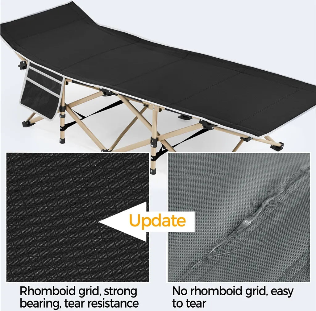 Yaheetech Opvouwbaar Campingbed met Draagtas - Zwart - 186 x 66 x 52 cm