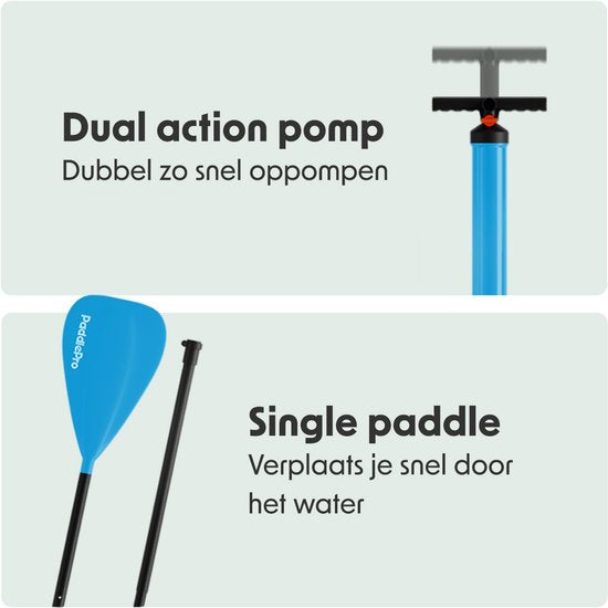 LifeGoods SUP Board Allround Compact - 100 KG Draagkracht - 300 x 76 cm - Opblaasbaar - Compleet SUP pakket - Wit/Sky Blue