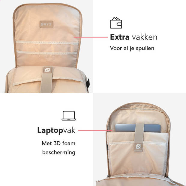ONYX Rolltop Rugzak 25 tot 40L - Met Laptopvak - Verstelbare Rugtas - Reistas - Waterbestendig en Duurzaam - Sand