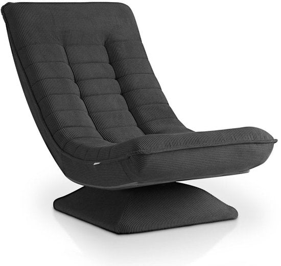 Juskys – Korsika Relaxfauteuil & Loungestoel – 58 x 85 x 100 cm – Voorzien Van 360 Graden Draaifunctie En 5-laagse Vulling – Voor Woonkamer En Gameroom – Grijs Corduroy