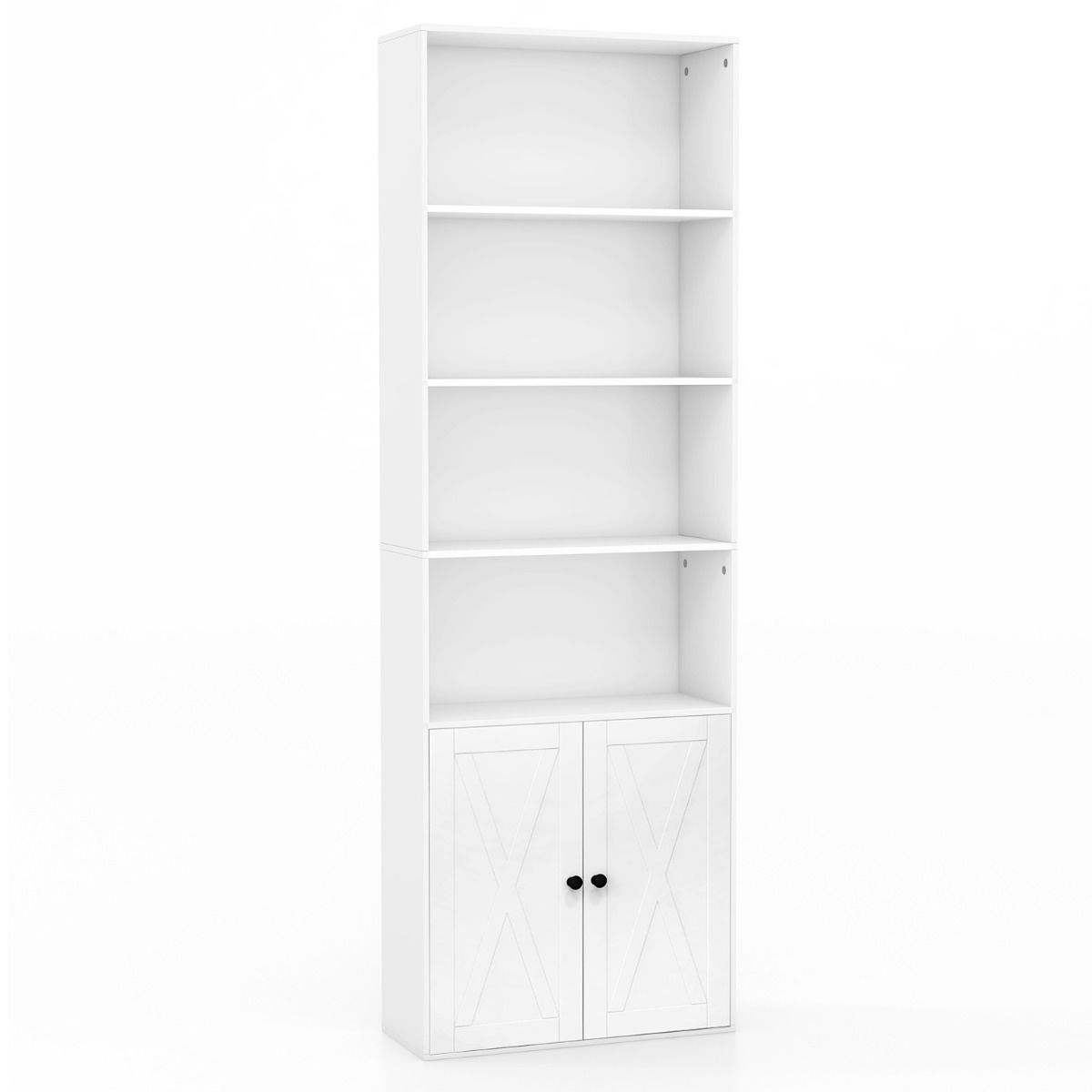Coast Vrijstaande Boekenkast - 6 Planken - 2-Deurs - 60 x 24 x 180 cm - Wit