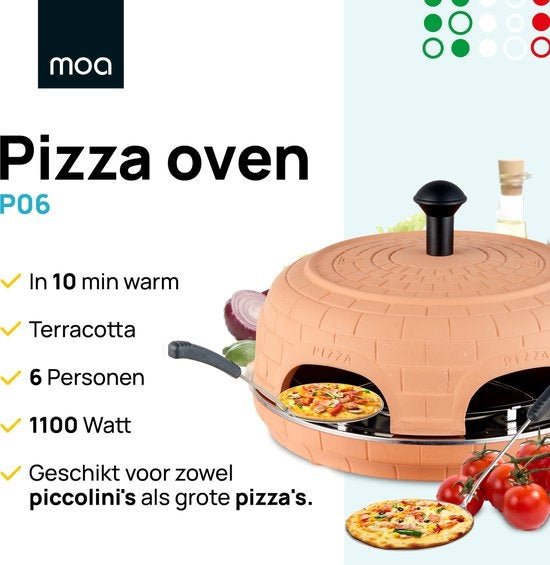 MOA Pizzarette - Pizza Oven - Pizza La Casa - 6 personen - RVS bakplaat - Terracotta - P06