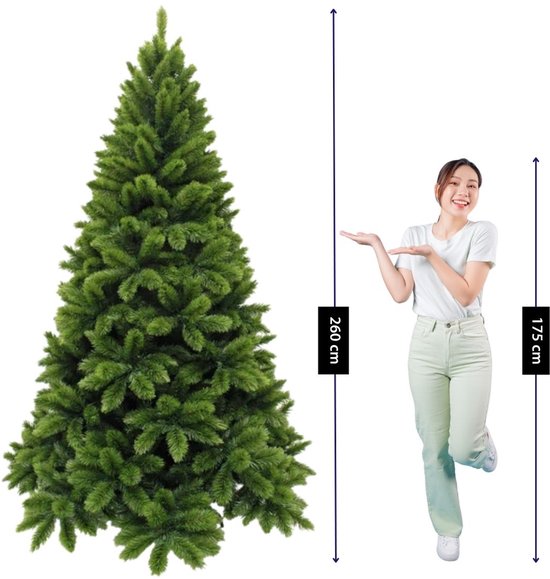 Triumph Tree Tsuga Kerstboom - Volle en Natuurlijke Uitstraling met 1502 Takken - Kerstversiering voor Binnen - Kunstboom Makkelijk en Snel op te Zetten - Groen H260 x Ø160cm