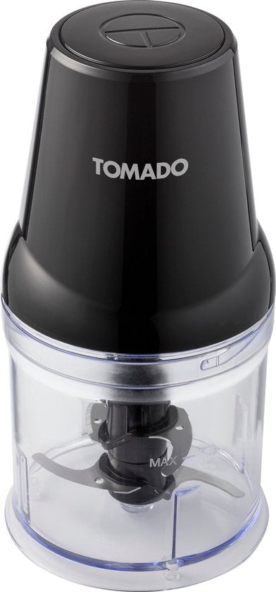 Tomado TCH2001B - Hakmolen - 360 ml - 2 RVS messen - 400 watt - Snijdt, hakt en mixt - Zwart