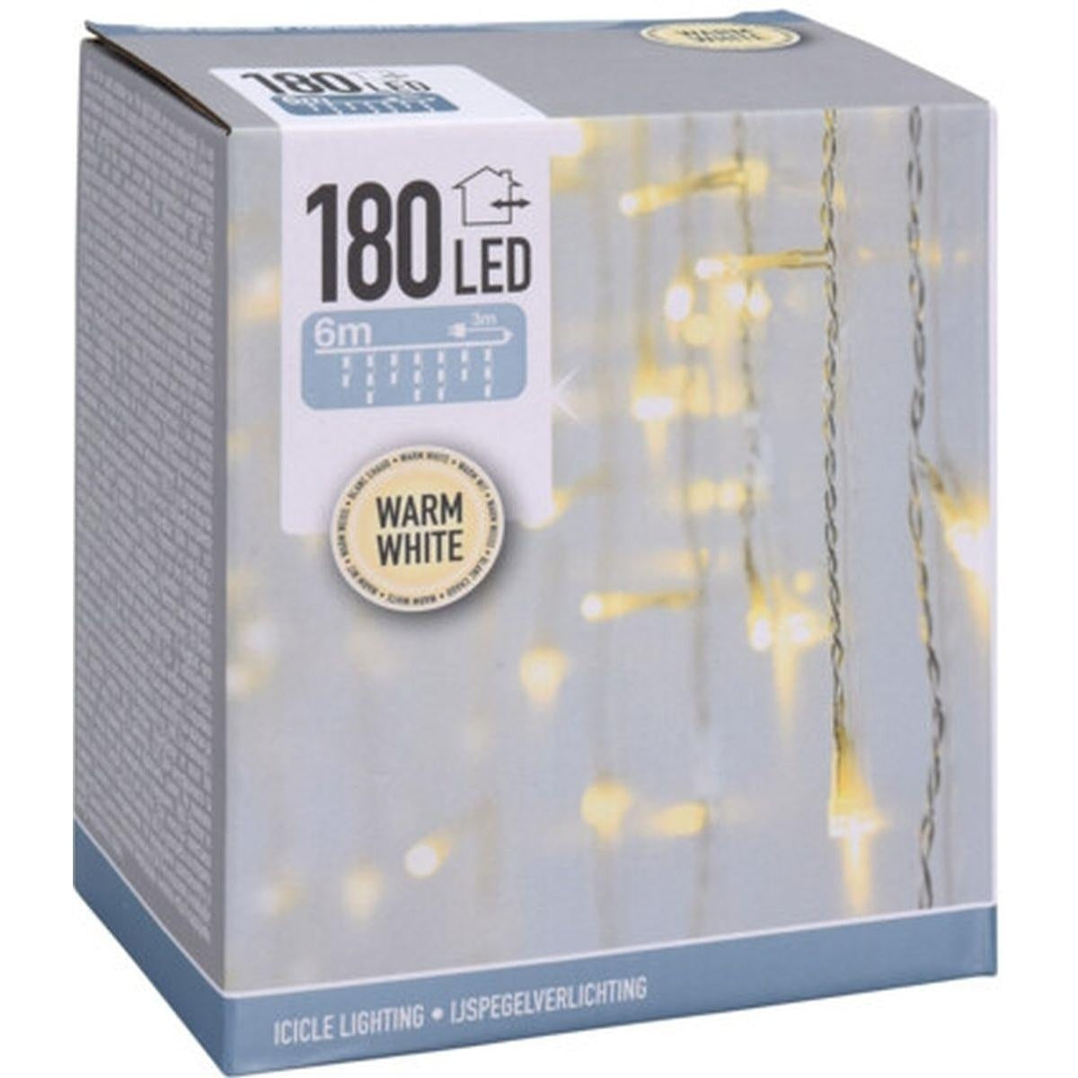 IJspegelverlichting - 180 LED - 6 m - Warm Wit - Wit Snoer