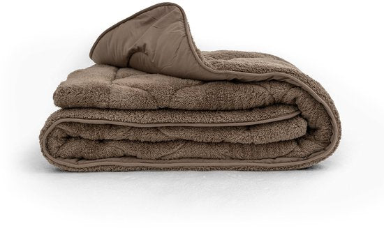 Sleeptime 2 in 1 Teddy Premium Dekbed zonder Overtrek - Dekbed Inclusief Slopen - 200 x 200 cm - Taupe/Bruin