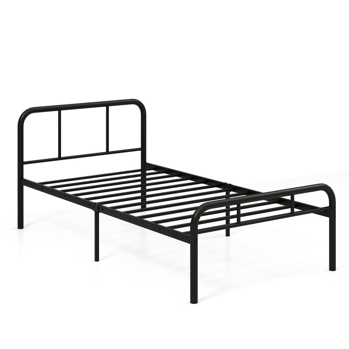 Coast Eenpersoonsbed - Metalen bedframe - Hoofd- en voeteneinde - 90 x 200 cm - Zwart