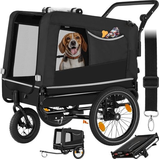 tectake® - Hondenkar WoofRider fietskar - zwart - inklapbaar - tot 40 kg - hondenbuggy hondenwagen