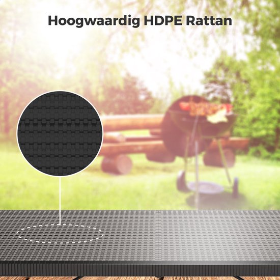 LifeGoods Inklapbare Tafel - 180 cm - Campingtafel - 6 tot 8 Personen - Vouwtafel - Zwart