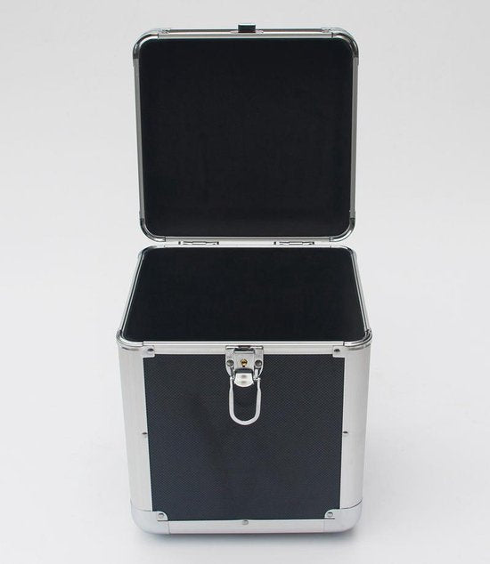 LP single 7 inch vinyl koffer voor opbergen van 70 - 100 singles afsluitbaar zwart aluminium